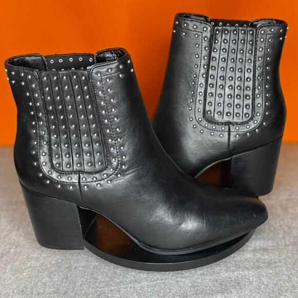 Steve Madden Jaclyn Stud  Heel Bootie Black Leather Size 8 EU‎ 38.5 WITH BOX - Picture 3 of 9